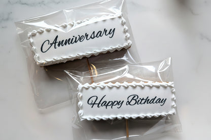k.お祝いメッセージ入りアイシングクッキー【Happy Birthday/Anniversary】チーズケーキと一緒のご購入がおすすめです。※ご注文日からご到着日まで１週間いただきます。